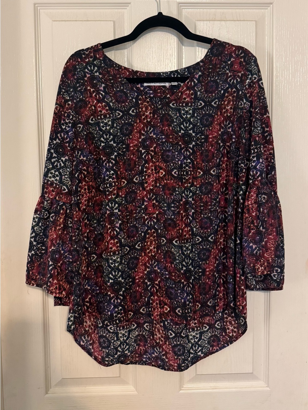 Notations Red & Purple Printed 3/4 Sleeve Tunic Top
